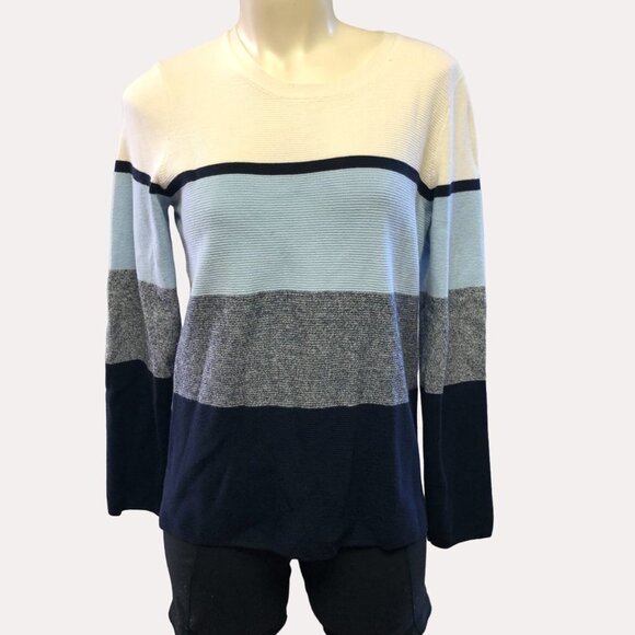 NORTHERN Reflections Ribbed Blue Tones Crew Neck Sweater Small - Picture 1 of 9
